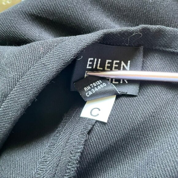 Eileen Fisher Flat Front Wool Trouser Pants Size Medium Side Zip Black Minimal - Picture 3 of 7